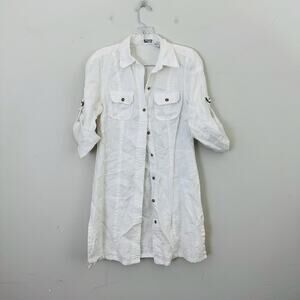 Edward White Sheer Linen Button Up T Shirt Dress Women’s Size S